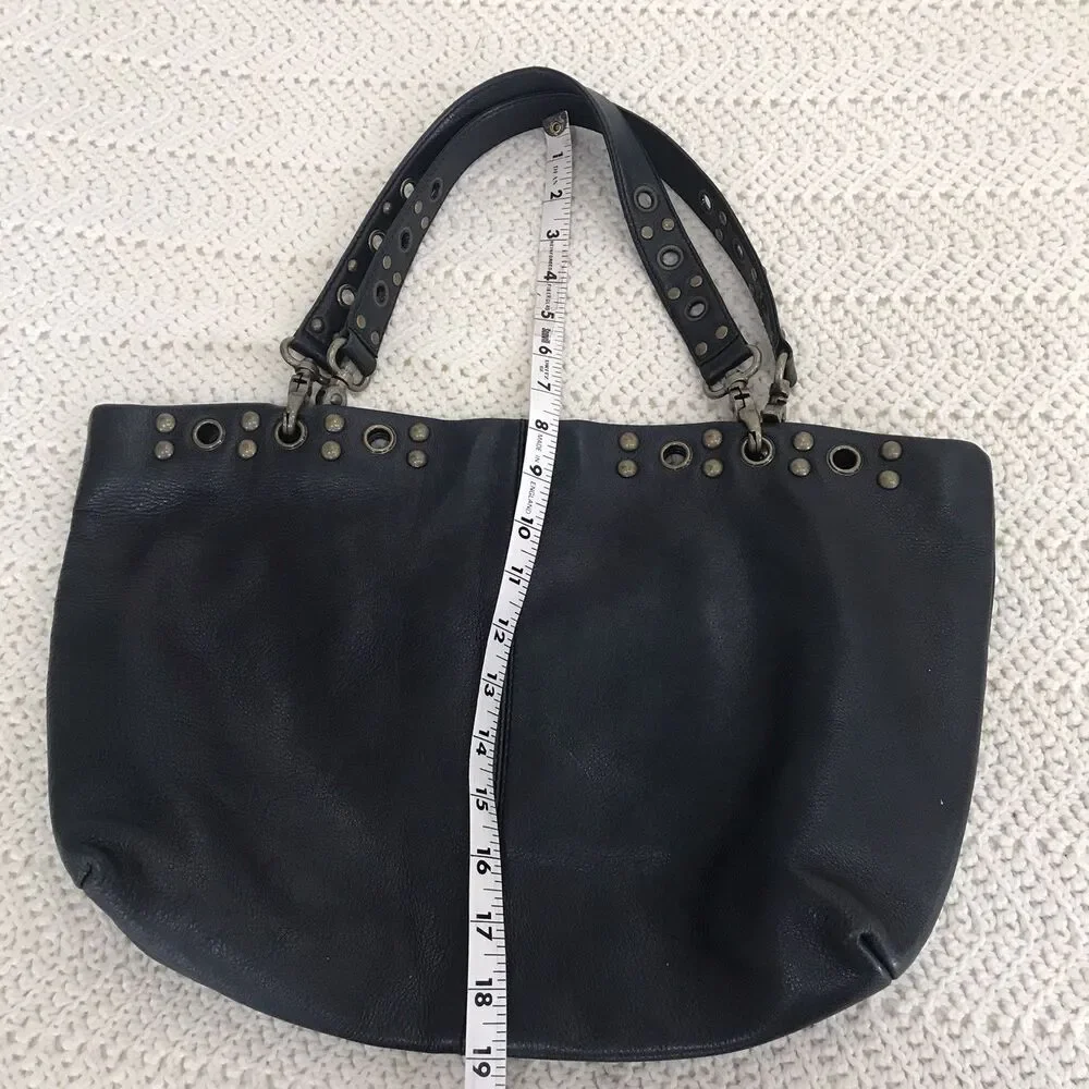 Hobo International Kooba  Studded Leather Tote Bag Black Boho Biker Chic Purse